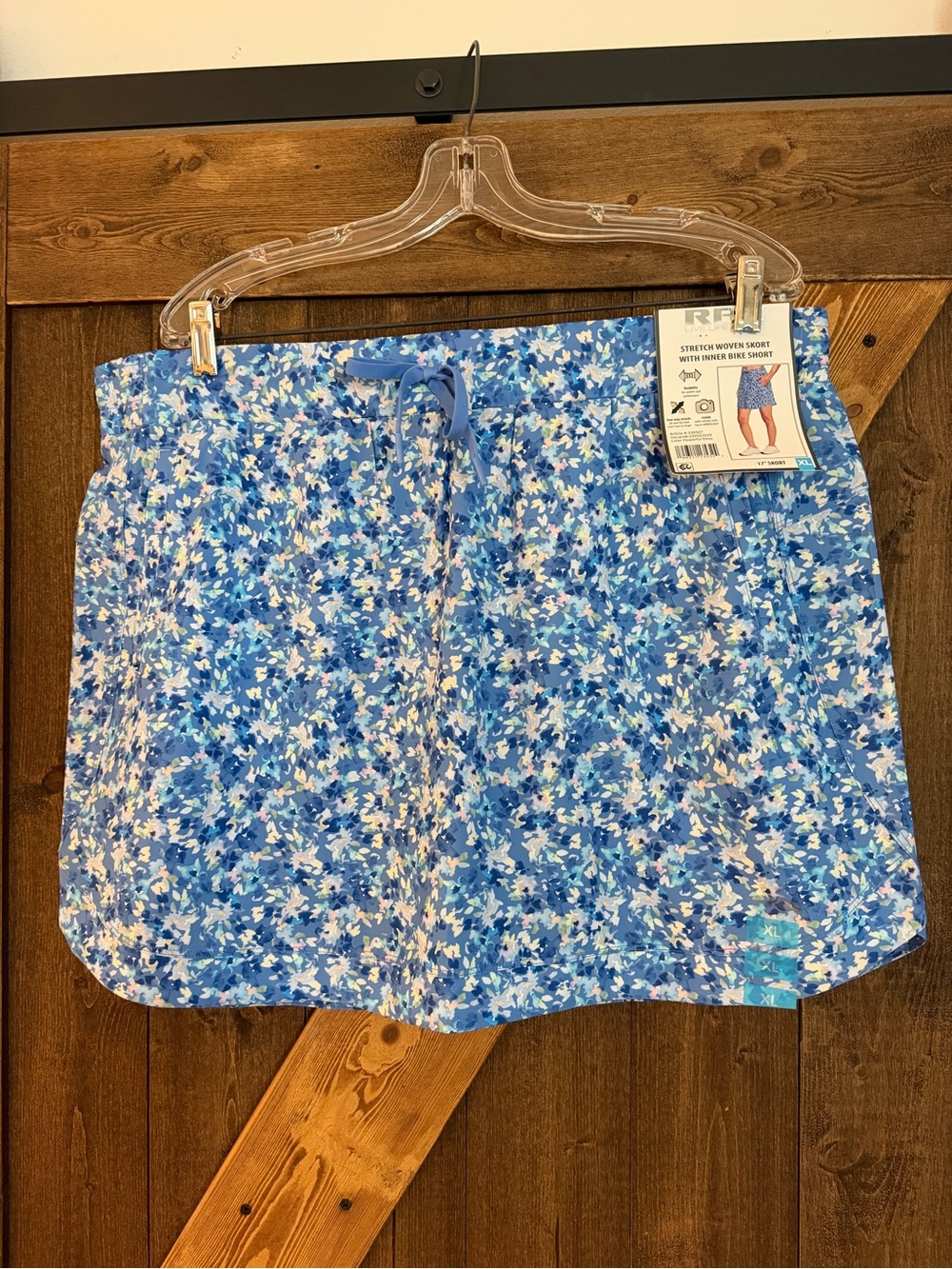 RBX Blue Floral Active Skort with Inner Shorts